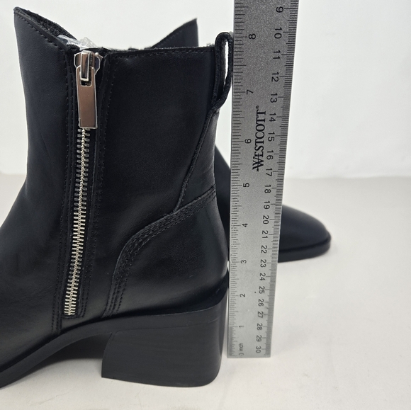 Steve Madden Ruthy Ankle Boots Sz 7.5M Black Leather Oversized Heel Double Zip - Picture 9 of 11
